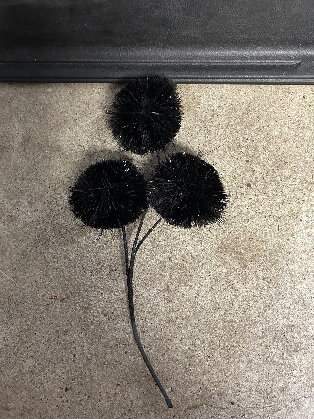 Black Pom-Pom Stem - Decorative Faux Flower